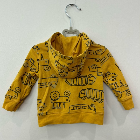 CARTERS, Yellow, Tractor Themed, Zip Up with Hood & Diaper Shirt Size 3-6 Month - Picture 4 of 7